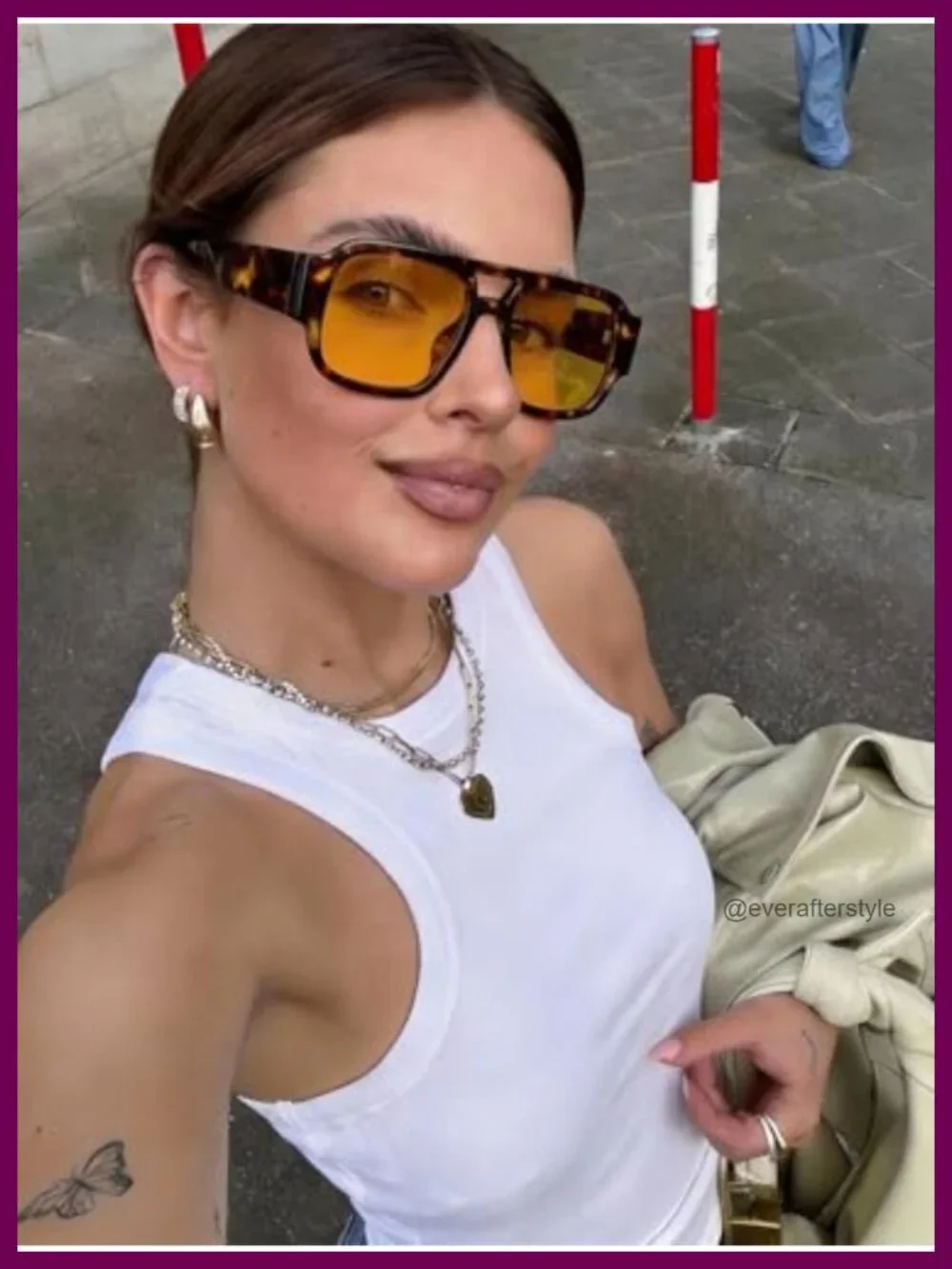 Retro Oversized Aviator Sunglasses Square Double Bridge UV400